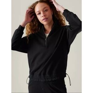 NWT Athleta Triumph Hybrid Half Zip Sweatshirt Pullover Black XL